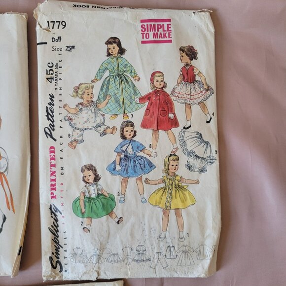 Vintage 60’s & 70’s Sewing Patterns Lot of 3. Girls Dresses, Doll Clothes, Women - Picture 3 of 5
